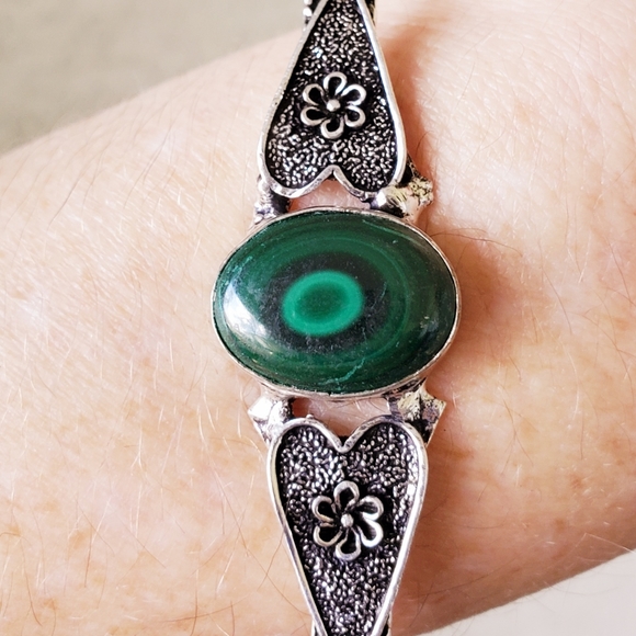 New Malachite 925 Silver Open Cuff Bracelet. - Picture 15 of 15